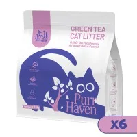Purr Haven Green Tea Clumping Cat Litter 15kg (6 Pack) Dust Free Flushable Natural Odour Control and Quick Clumping