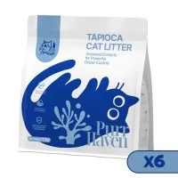 Purr Haven Tapioca Clumping Cat Litter 15kg 6 Pack Natural Seaweed Extract Fast Clumping Low Dust Biodegradable