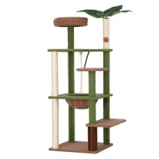 i.Pet 152cm Leafy Jungle Cat Tree Tower Multi-Level Scratching Post with Sisal Canopy and Cradle (Green)