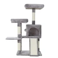 i.Pet Cassey Cat Tree 103cm - Grey Velvet Condo with Sisal Scratching Posts, Activity Ball, Ladder & Multi-Level Fun