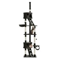 i.Pet 260cm Cat Tree Tower: Grey Condo Scratcher with Sisal Posts, Plush Velvet, Multi-Level Play Areas for Cats