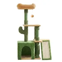 i.Pet Cat Tree Tower 101cm with Natural Sisal Scratching Posts, Hideouts and Hanging Toys 80kg Capacity Green