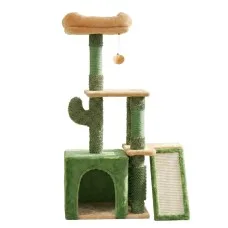 i.Pet Cat Tree Tower 101cm with Natural Sisal Scratching Posts, Hideouts and Hanging Toys 80kg Capacity Green