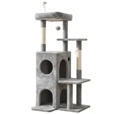 I.pet Cat Tree Tower 127cm Multi-Level Scratching Furniture 80kg Capacity with Hideouts Light Grey