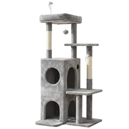 I.pet Cat Tree Tower 127cm Multi-Level Scratching Furniture 80kg Capacity with Hideouts Light Grey
