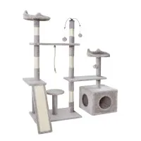 i.Pet Quadra 4-Level Cat Tree 135cm with Plush Velvet, Natural Sisal Posts, and Activity Balls – Eco-Friendly Fun