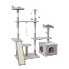i.Pet Quadra 4-Level Cat Tree 135cm with Plush Velvet, Natural Sisal Posts, and Activity Balls – Eco-Friendly Fun