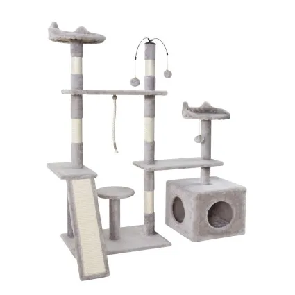 i.Pet Quadra 4-Level Cat Tree 135cm with Plush Velvet, Natural Sisal Posts, and Activity Balls – Eco-Friendly Fun