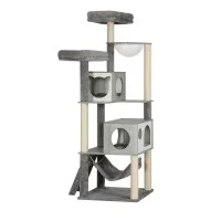 i.Pet 178cm Cat Tree Tower - Multi-Level Scratcher with Sisal Posts, Plush Beds, Hammock, Ladder, and Sturdy Wood Base