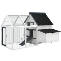 i.Pet Chicken Coop Rabbit Hutch XL - 166x120x112cm, Fir Wood, Galvanised Mesh, Asphalt Roof, Secure Locks, Easy Assembly