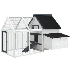 i.Pet Chicken Coop Rabbit Hutch XL - 166x120x112cm, Fir Wood, Galvanised Mesh, Asphalt Roof, Secure Locks, Easy Assembly