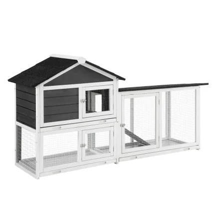 i.Pet Extra Large Wooden Chicken Coop & Rabbit Hutch with Weather-Resistant Fir Wood, 180cm x 53cm x 94cm, Easy Assembly