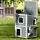 i.Pet Wooden Outdoor Cat House & Rabbit Hutch, 56x52x82cm, Weather-Resistant, Easy-Clean, Multi-Entrance Shelter