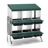 i.Pet Six Hole Chicken Nesting Box Roll Away Collection Wall Mounted Green Galvanised Metal