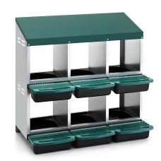 i.Pet Chicken Nesting Box Six-Hole Roll Away Galvanised Metal Green Wall Mounted or Floor Standing