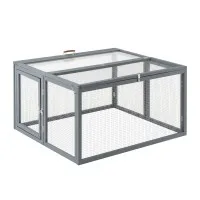 i.Pet Large Portable Chicken Coop Rabbit Run 110cm Folding Grey Outdoor Enclosure with Galvanised Mesh and Locks
