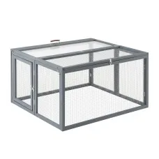 i.Pet Large Portable Chicken Coop Rabbit Run 110cm Folding Grey Outdoor Enclosure with Galvanised Mesh and Locks