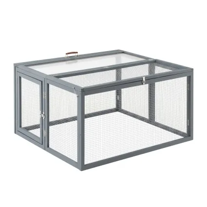 i.Pet Large Portable Chicken Coop Rabbit Run 110cm Folding Grey Outdoor Enclosure with Galvanised Mesh and Locks