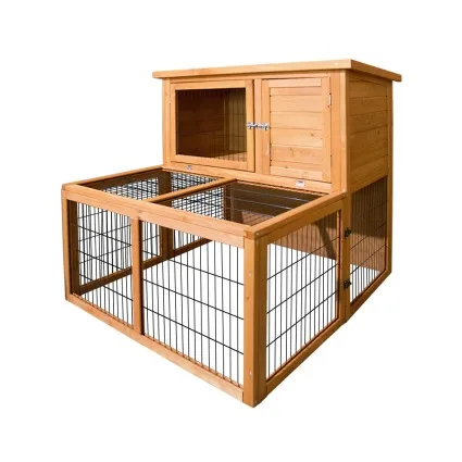 i.Pet Chicken Coop & Rabbit Hutch 96x96x100cm - Fir Wood, Two-Story Design, Weatherproof Roof, Secure Locks, Easy Clean