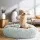 i.Pet 90cm Large Calming Pet Bed for Dogs & Cats, Soft Plush Light Grey, Non-Slip, Washable Cover, Flea Resistant