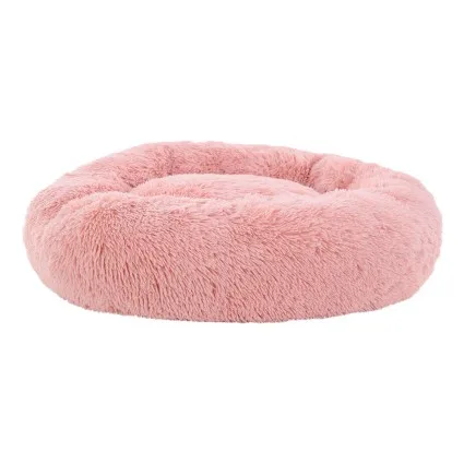 i.Pet Large 90cm Calming Soft Plush Pet Bed in Pink - Flea Resistant, Non-Slip, Washable Cover, Ideal for Dogs & Cats