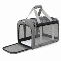 i.Pet Foldable Pet Carrier Backpack for Small Dogs and Cats 44x32x32cm Water Resistant Grey 7.5kg Capacity