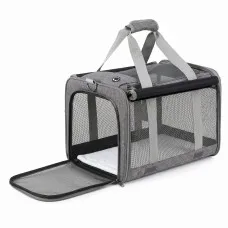 i.Pet Foldable Pet Carrier Backpack for Small Dogs and Cats 44x32x32cm Water Resistant Grey 7.5kg Capacity