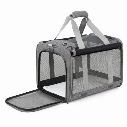 i.Pet Foldable Pet Carrier Backpack for Small Dogs and Cats 44x32x32cm Water Resistant Grey 7.5kg Capacity
