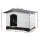 i.Pet Extra Large Outdoor Dog Kennel - Durable Grey Plastic Shelter with Extendable Side, Weatherproof & UV-Resistant