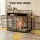 i.Pet 104cm 2-in-1 Wooden Dog Crate Furniture with Storage, 3-Door, 50kg Pet Capacity, Black and Brown