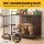 i.Pet 99cm 2-in-1 Wooden Dog Crate Furniture with Feeding Bowls, Wheels and Heavy-Duty Frame Black and Brown
