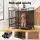 i.Pet 99cm 2-in-1 Wooden Dog Crate Furniture with Feeding Bowls, Wheels and Heavy-Duty Frame Black and Brown