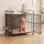 i.Pet 99cm 2-in-1 Wooden Dog Crate Furniture with Feeding Bowls, Wheels and Heavy-Duty Frame Black and Brown