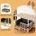 i.Pet 2-in-1 Dog Kennel Crate Furniture, Pine & Poplar Wood, 75x50x65cm, Grey Bedding Included, Indoor Pet House