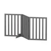i.Pet Dog Gate Playpen 3 Panels with Pet Door Foldable Enclosure Grey