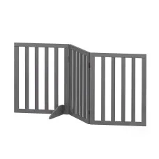 i.Pet Dog Gate Playpen 3 Panels with Pet Door Foldable Enclosure Grey