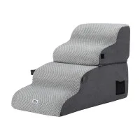 i.Pet 2-in-1 Grey Foam Dog Stairs & Bed: Non-Slip Suede, Washable, 40x71x50cm - Safe, Supportive