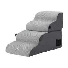 i.Pet 2-in-1 Grey Foam Dog Stairs & Bed: Non-Slip Suede, Washable, 40x71x50cm - Safe, Supportive