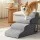 i.Pet 2-in-1 Grey Foam Dog Stairs & Bed: Non-Slip Suede, Washable, 40x71x50cm - Safe, Supportive
