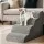 i.Pet 4-Tier Dog Ramp Steps - High-Density Foam, Non-Slip Suede, Water-Resistant, 74x41x50cm, Easy-C