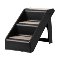 i.Pet Dog Ramp 3-Step Foldable Pet Stairs for Bed Sofa and Car Slip-Resistant Portable Black 25kg