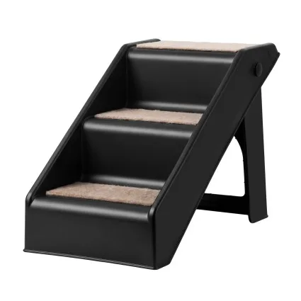 i.Pet Dog Ramp 3-Step Foldable Pet Stairs for Bed Sofa and Car Slip-Resistant Portable Black 25kg