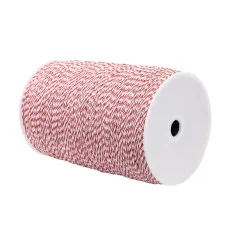 Giantz 2000M Electric Fence Poly Wire - Red & White, 2.3mm, 9 Stainless Steel Strands, UV Treated, High Visibility