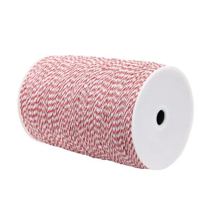 Giantz 2000M Electric Fence Poly Wire - Red & White, 2.3mm, 9 Stainless Steel Strands, UV Treated, High Visibility