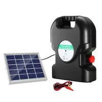 Giantz 20KM Solar Fence Energiser, 1.2J Output, Waterproof & Efficient Monocrystalline Panel, 20-29 Day Battery Life