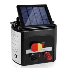 Giantz 3KM Solar Fence Energiser 0.1J, Monocrystalline Panel, Waterproof, 15-20 Day Charge, Safe Livestock Control