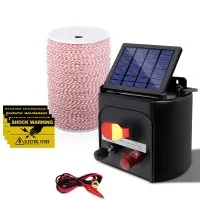 Giantz 5KM Solar Electric Fence Energiser with 2KM Poly Wire – Efficient Livestock Control & UV Resistant