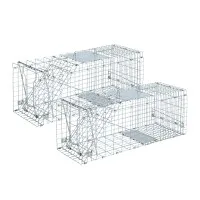Giantz Humane Animal Trap Cage Set, Rust-Resistant Galvanised Iron, 66x23cm, Collapsible Design, 2-Pack Giantz Humane Animal Trap Cage Set, Rust-Resistant Galvanised Iron, 66x23cm, Collapsible Design, 2-Pack