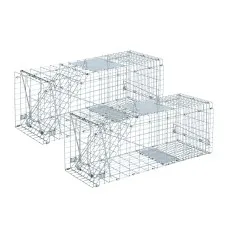 Giantz Humane Animal Trap Cage Set, Rust-Resistant Galvanised Iron, 66x23cm, Collapsible Design, 2-Pack