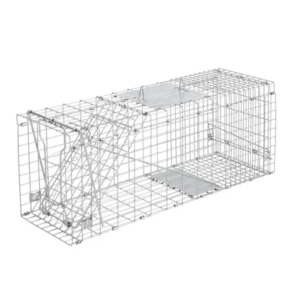 Giantz Gardeon 94x34cm Humane Animal Trap Cage, Galvanised Iron, Collapsible, Spring Door, Safe Pest Removal